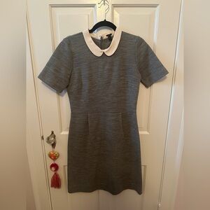 J. Crew Gray Wool Dress with Cream Peter Pan Collar